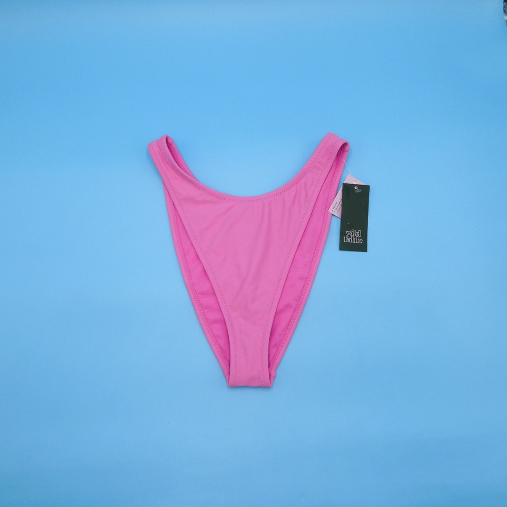 Wild Fable Bikini Bottom Women Medium Ultra High Leg Pink Stretch Knit